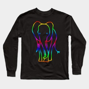 Rainbow Elephant Line Drawing Long Sleeve T-Shirt